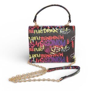 BNWT Graffiti Printed Convertible Top Handle Crossbody Swing Bag